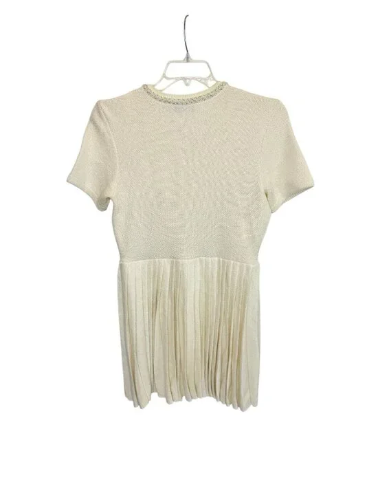 Self Portrait White Cream Knit Mini Dress - Size L - Picture 6 of 9